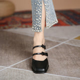 Nude Block Heel Sandals French Style Mid Heel Sandals