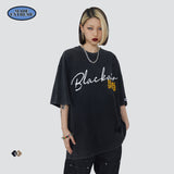 Blackair T Shirt Retro Short Sleeve Loose round Neck T-shirt