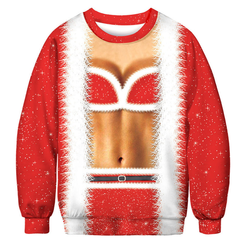 Ugly Christmas Sweater 3D Digital Printing Sweater Casual Loose Pullover for Men and Women Same Style Undershirt
