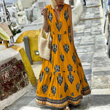 Women Bohemian Dress Women's Summer Sleeveless Printed Dress