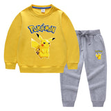Children Pokemon Pikachu Hoodie & Pant Set Two-Piece Baby Cotton Sweater Set