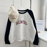 Harvard Sweatshirt Vintage Color Matching Letter Crew Neck Loose Sweater
