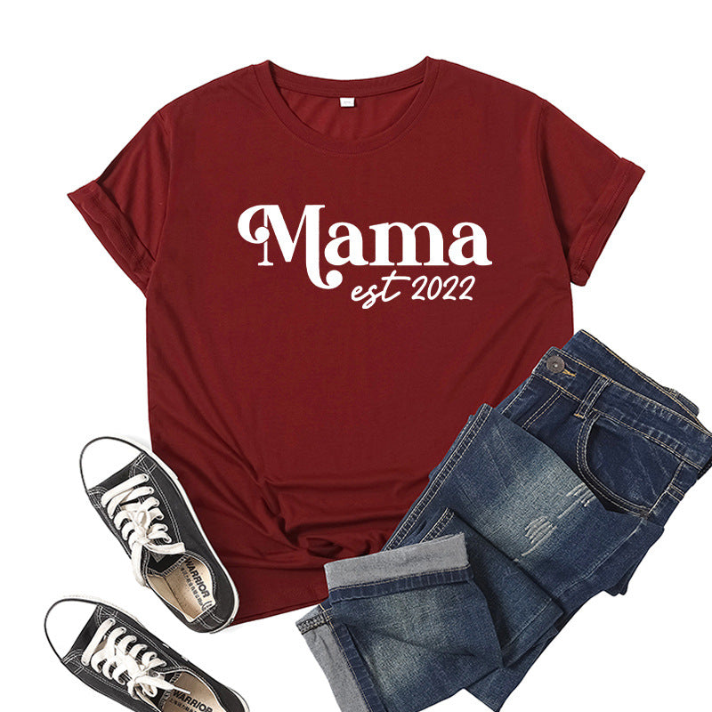 Boy Mama T Shirt Mama Est Printed Short Sleeve T-shirt