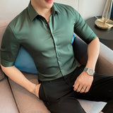 Men Shirts Casual Solid Color Business Shirt