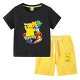 Children Pokemon Pikachu Tshirts & Shorts Short Sleeve Shorts Suit Leisure Sports Neutral
