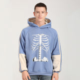 Skeleton Hoodie Autumn and Winter New Bone Skull Print Velvet Padded Hooded Sweatshirt