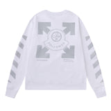 Off White Sweatshirts Long Sleeve round Neck Sweater Autumn and Winter Reflective Lettering Arrow round Neck Sweater