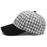 Vintage Check Baseball Cap Plaid Embroidery Little Daisy