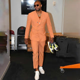 Double Brewed Seersucker Suit Solid Color Suit Big Collar Suit