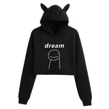 Dreamwastaken Men's Novelty Hoodies Dream Merch Shirt Fashion Cat Ears Exposed Navel Hooded Women's Sweater
