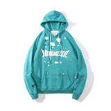 Slogan Graphic Hoodie Autumn and Winter Loose Hole Hooded Sweater