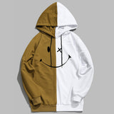 Smiley Face Hoodie Color Matching Stitching Casual Hoodie Jacket Stitching