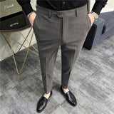 Men Trousers Casual Pants Slim Fit Light Business Professional Suit Pants