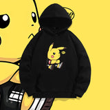 Men and Women Pokemon Pikachu Hoodie Loose Shoulder Long Sleeve