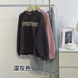 Diana Harvard Sweatshirt Raglan Sleeve Letter Printed Crew Neck Sweatshirt Female