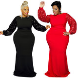 Nina Parker Dresses plus Size Sequin Sleeve Stitching Dress