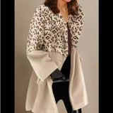 Women Dalmatian Coat Autumn and Winter Suit Collar Loose Leopard Print