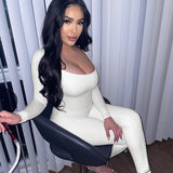 Fall Women's Clothing Sexy Low Cut High Waist Hip Lift Tight Casual Sports Fitness Jumpsuit