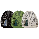 Dinosaur Sweaters Cartoon Full Printed Cardigan Sweater