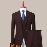 Seersucker Suit Men's Three-Piece Business Suit