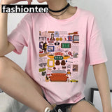 Friends Joey T Shirt Friends Pink Casual Loose-Fitting T-shirt