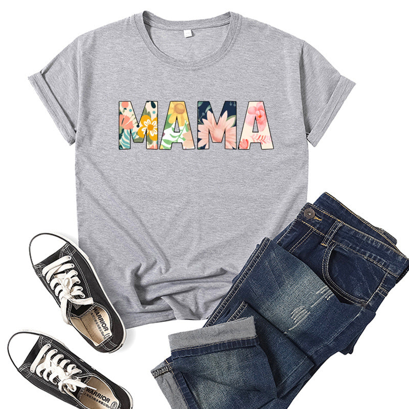 Boy Mama T Shirt Mama Printed Short Sleeve T-shirt