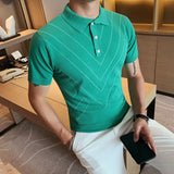Men Short Sleeve T-Shirt Thin Knitted Polo Shirt