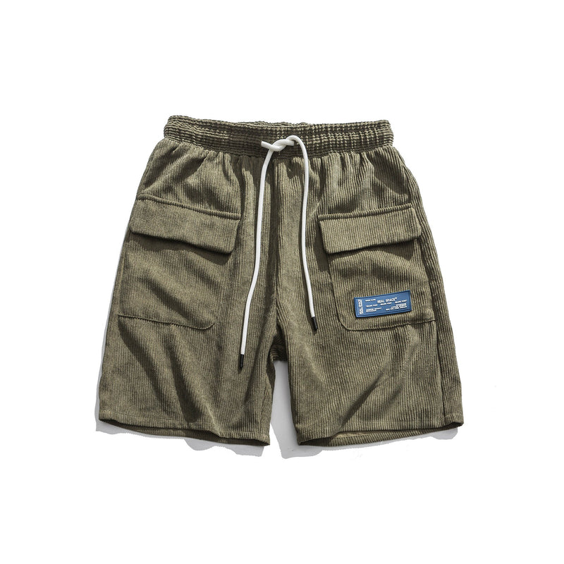 Men Shorts Men's Clothes Summer Wear Vintage Men's Shorts Casual Loose Corduroy Two Bags Cargo Pants Fashion