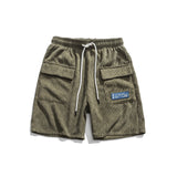 Men Shorts Men's Clothes Summer Wear Vintage Men's Shorts Casual Loose Corduroy Two Bags Cargo Pants Fashion