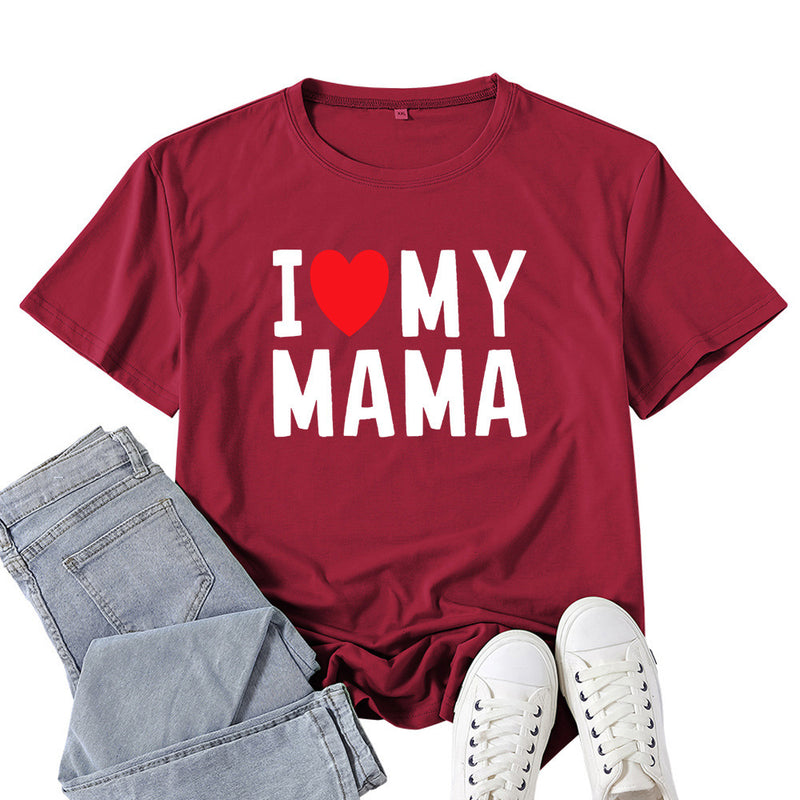 Boy Mama T Shirts I Love My Mama Letter Print T-shirt