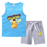 Children Pokemon Pikachu Tshirts & Shorts Vest Middle Pants Sports Casual Thin Two Pieces