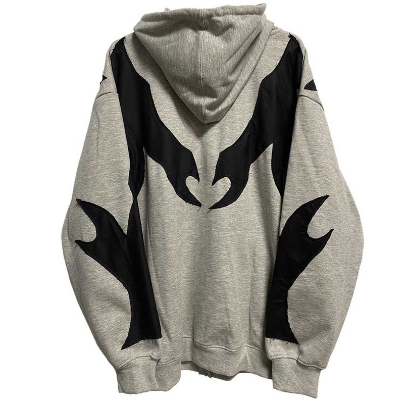 Skeleton Hoodie Autumn Coat Skeleton Irregular Pattern Print Gray Hooded Cardigan Coat