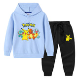 Children Pokemon Pikachu Hoodie & Pant Set Sweater Suit Cotton Trendy