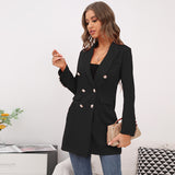 Women Coat Spring Fashion Long Sleeve Double Breasted Blazer