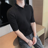 Men Short Sleeve T-Shirt Striped Short Sleeve Polo Shirt