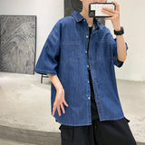 Denim Shirts Summer Denim Shirt Men's Loose Casual Mouth Shirt Coat