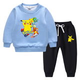 Children Pokemon Pikachu Hoodie & Pant Set Sweater Suit Fleece Lined Padded Warm Keeping Winter Clothes
