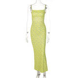 Women Exotic Dresses Spring and Summer Sexy Slim Fit Backless Strap Floral Dress