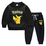 Children Pokemon Pikachu Hoodie & Pant Set Fleece Lined Padded Warm Keeping Winter Clothes Sweatershirt Suit