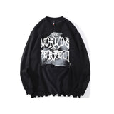 Slogan Graphic Hoodie Autumn Winter False-Two-Piece Loose Long Sleeve Sweatershirt