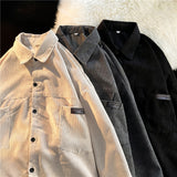 Corduroy Patch Jacket Corduroy Shirt Men's Long Sleeve Retro Casual Spring and Autumn