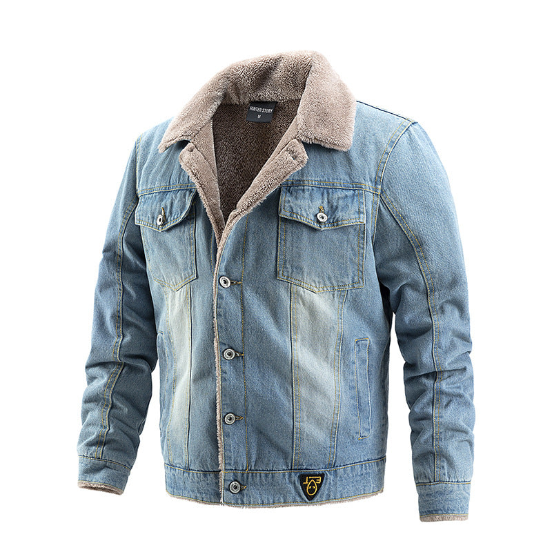 Denim Shirts Fall/Winter Jacket Fleece-Lined Casual