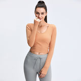 Anti Sweat Dressing Yoga Clothes Round Neck Long Sleeve
