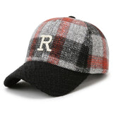 Vintage Check Baseball Cap Letter Plaid