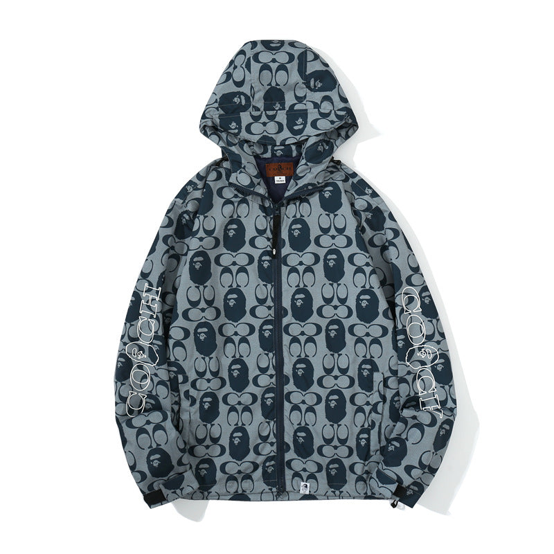 BAPE Varsity Jacket Fall Winter Hooded Cardigan Zipper Jacket Coat