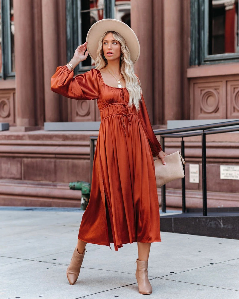 Beth Dutton Bohemian Dress Winter Autumn Midi Dresses Autumn Elastic Waist Collage Large Swing Dress Evening Gown