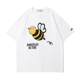 Men's T Shirt Summer Casual Tops Cartoon Rice Pink Printed Short Sleeve T-shirt Men's round Neck Half Sleeve Trendy Loose Half Sleeve T-shirt