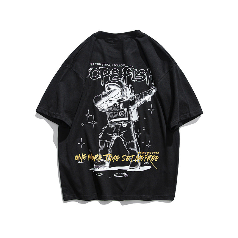 Men's T-shirt Hip Hop Couple Outfit Summer Simple Printed Fashion Brand Retro Loose Short Sleeve T-shirt for Men