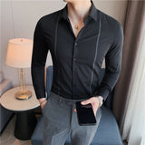 Men Shirts Striped Long Sleeve Shirt
