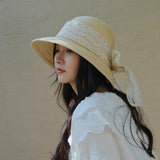 Straw Hat Lace Wide Brim Bucket Hat Bucket Hat
